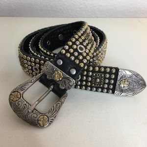 Sand Castle studded studs leather belt black boho